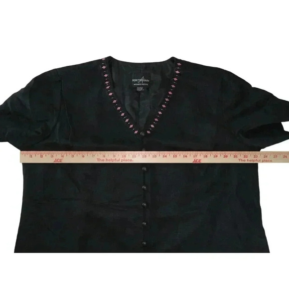 Positive Attitude Women's Blouse-Size 16 Petite-Floral Embroidery-Button Front - Picture 8 of 13